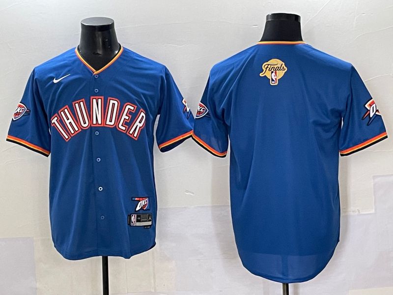 Men 2025 Oklahoma City Thunder Blank Blue Nike Joint Name NBA Jersey style 2